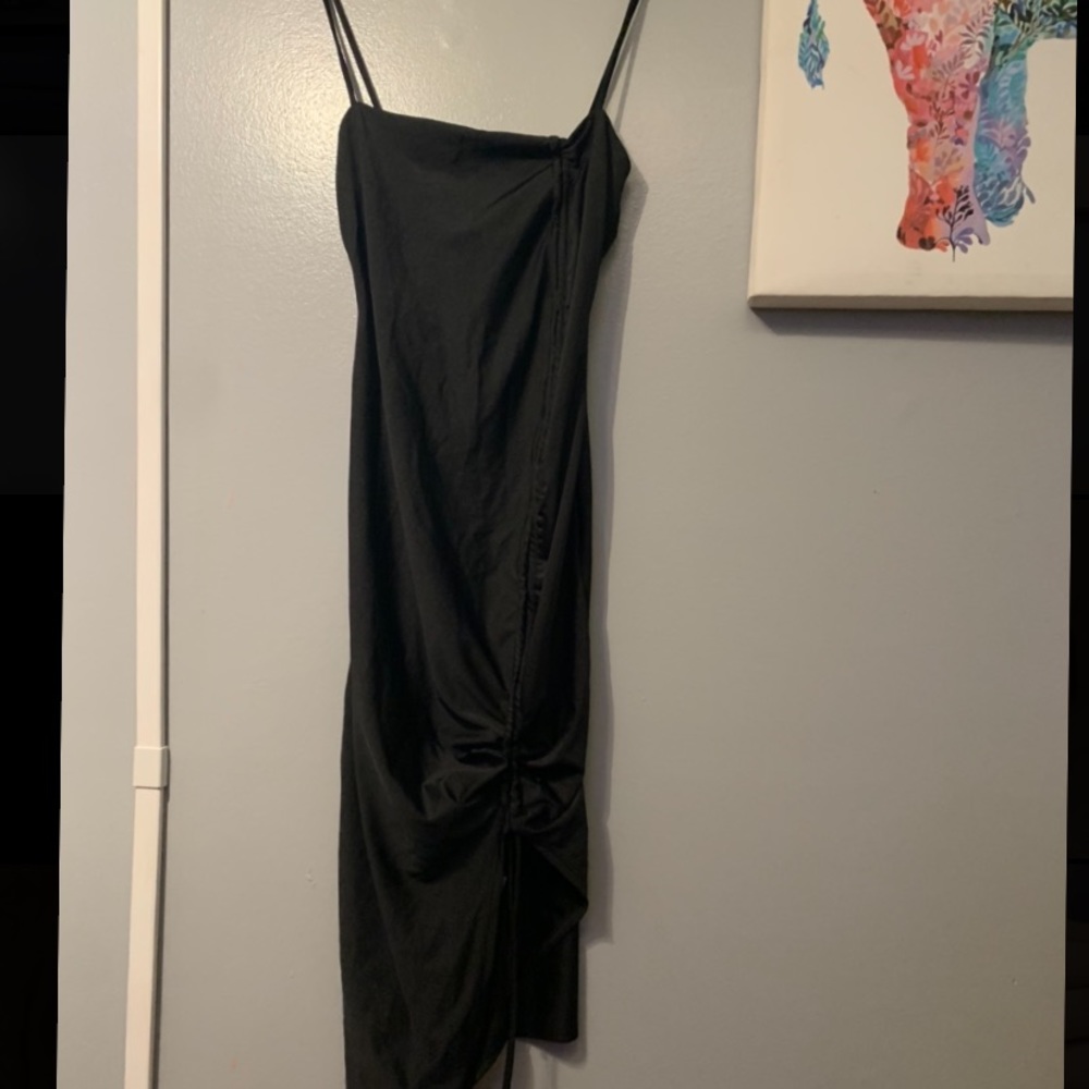 Beautiful & Classy silk or satin material scrunched black dress